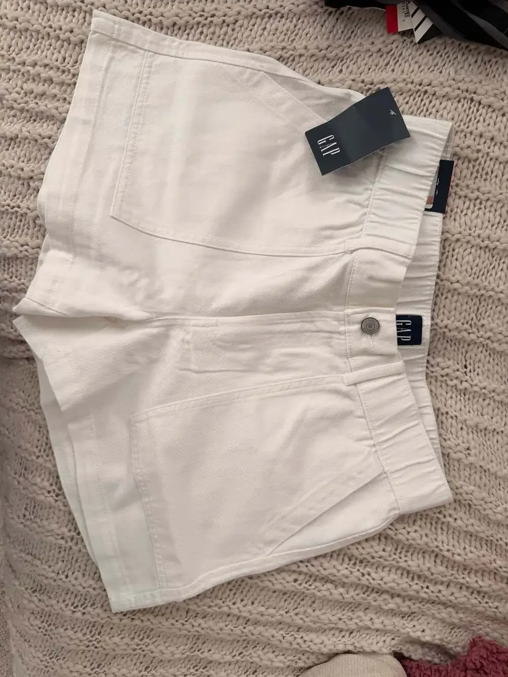 GAP White Cotton Soft Denim Shorts for Women